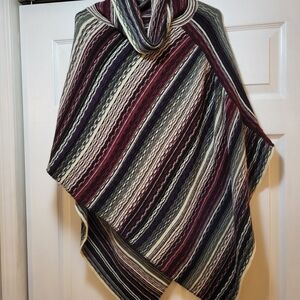 Cato Multicolor Striped Knit Poncho